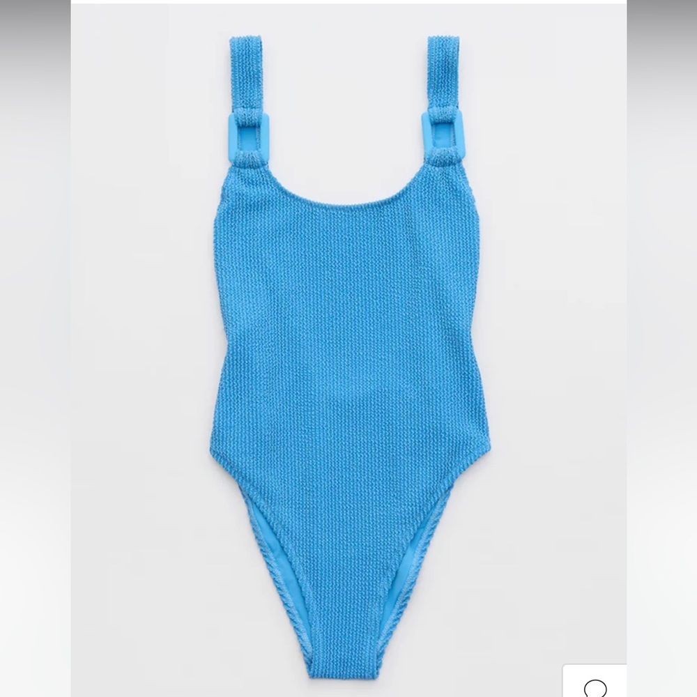 NWT Aerie Crinkle Ring Swimsuit Blue Small
